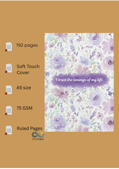 Aesthetic Notebook Journal Diary With Soft Touch Cover For Writing- A5 Size, 192 Ruled Pages, 75 GSM, I trust the timings of my Life
