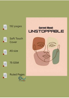Aesthetic Notebook Journal Diary With Soft Touch Cover For Writing - Men, Women, A5 Size, 192 Ruled Pages, 75 GSM, Current Mood Unstoppable