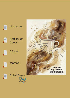 Aesthetic Notebook Journal Diary With Soft Touch Cover For Writing - Men, Women, A5 Size, 192 Ruled Pages, 75 GSM, My Coffee