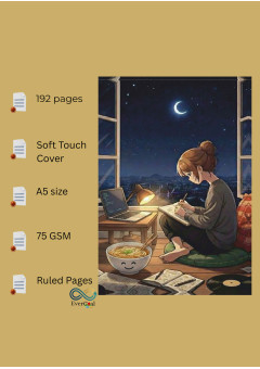Aesthetic Notebook Journal Diary With Soft Touch Cover For Writing - A5 Size, 192 Ruled Pages, 75 GSM, Quiet Moments